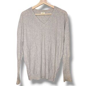 Garnet Hill 100% Cashmere Women’s Oversized Small Grey V-Neck Sweater